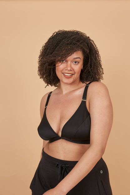 Easy-On Mobility Bra | Springrose® woman wearing black bra from AskSAMIE