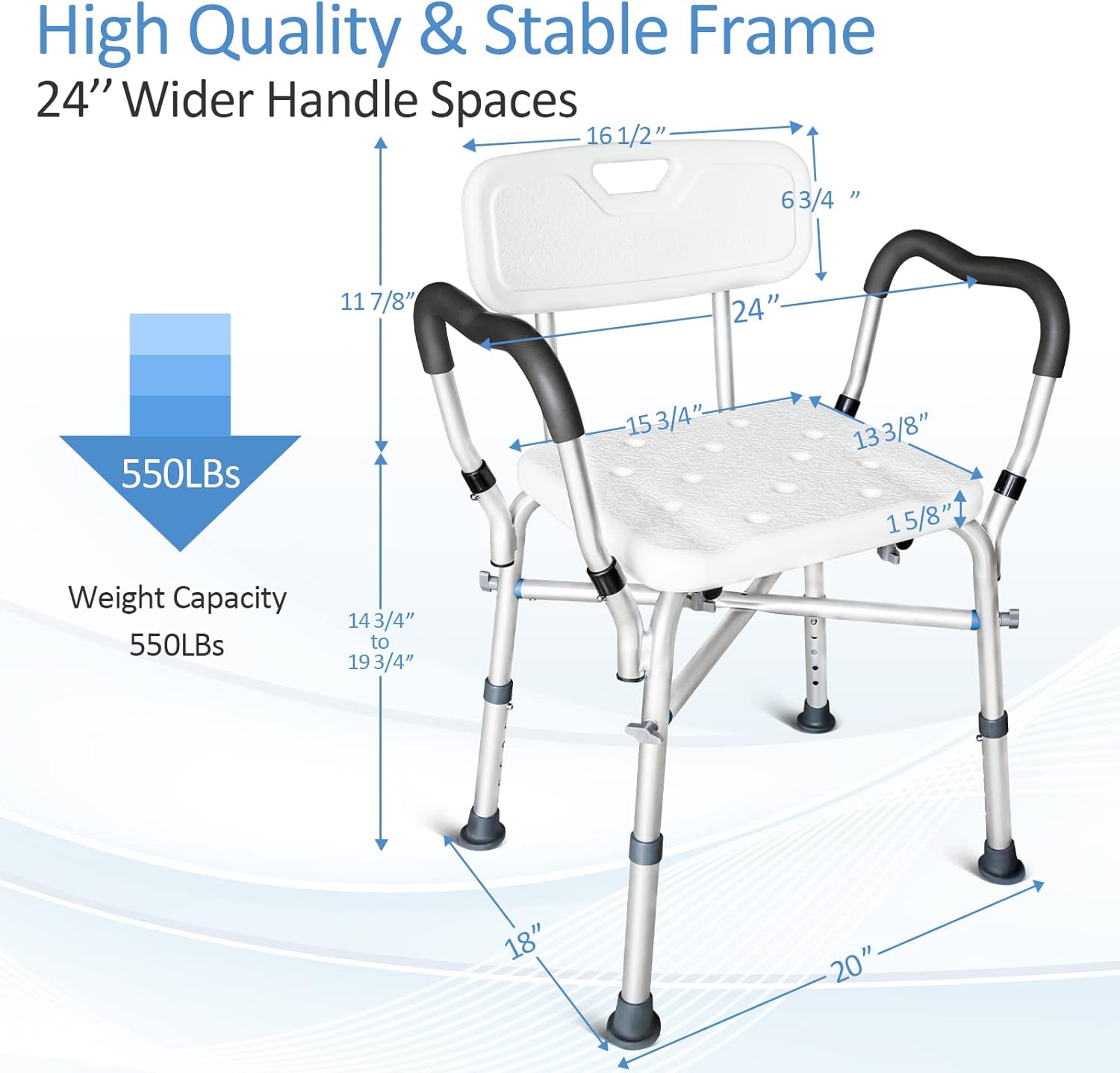 Bariatric Shower Chair with Back by AskSAMIE dimensions 