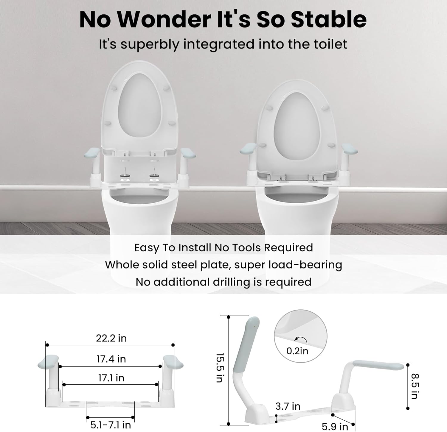 Toilet Safety Rails For Seniors from AskSAMIE dimensions