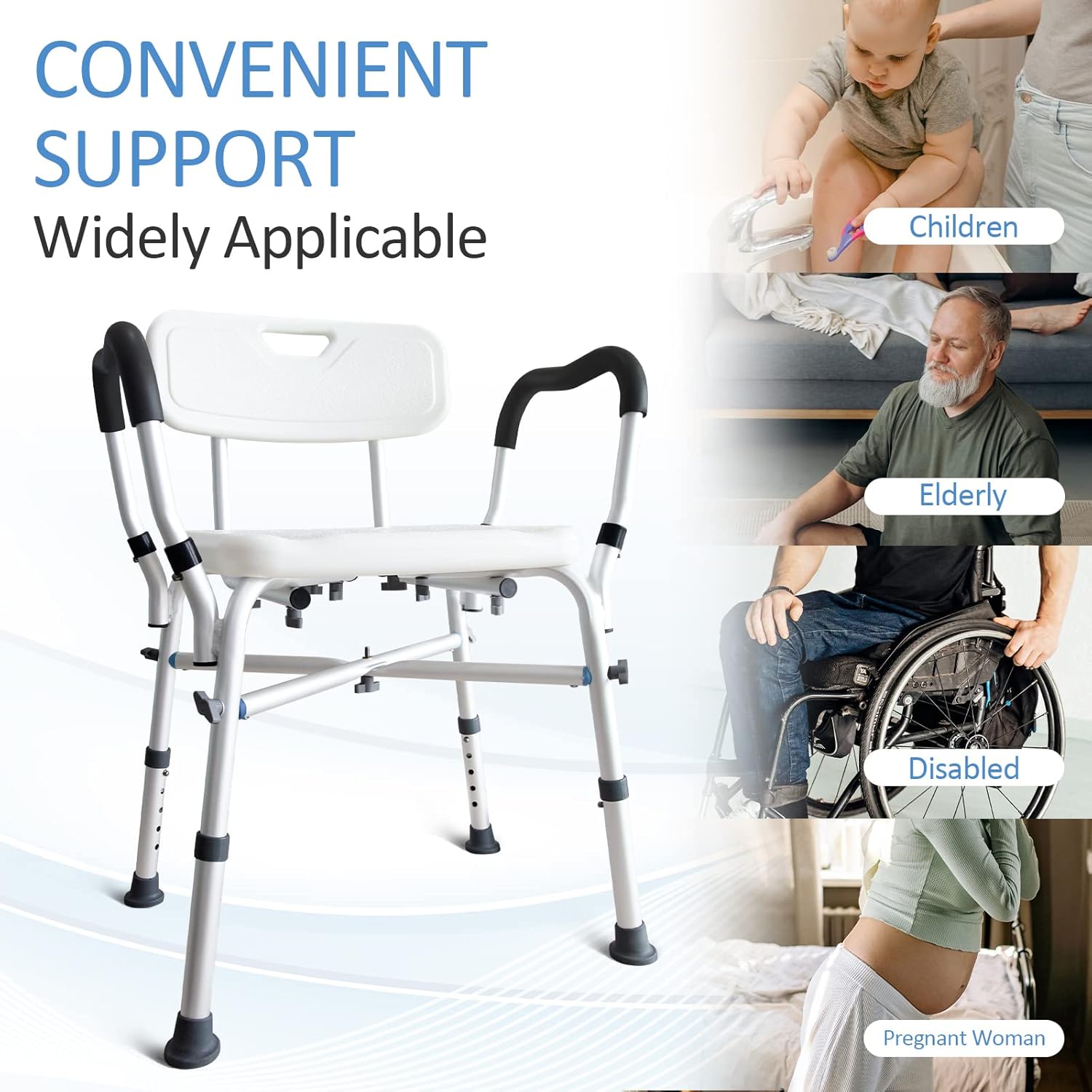 Bariatric Shower Chair with Back by AskSAMIE applicable for children elderly disabled and pregnant