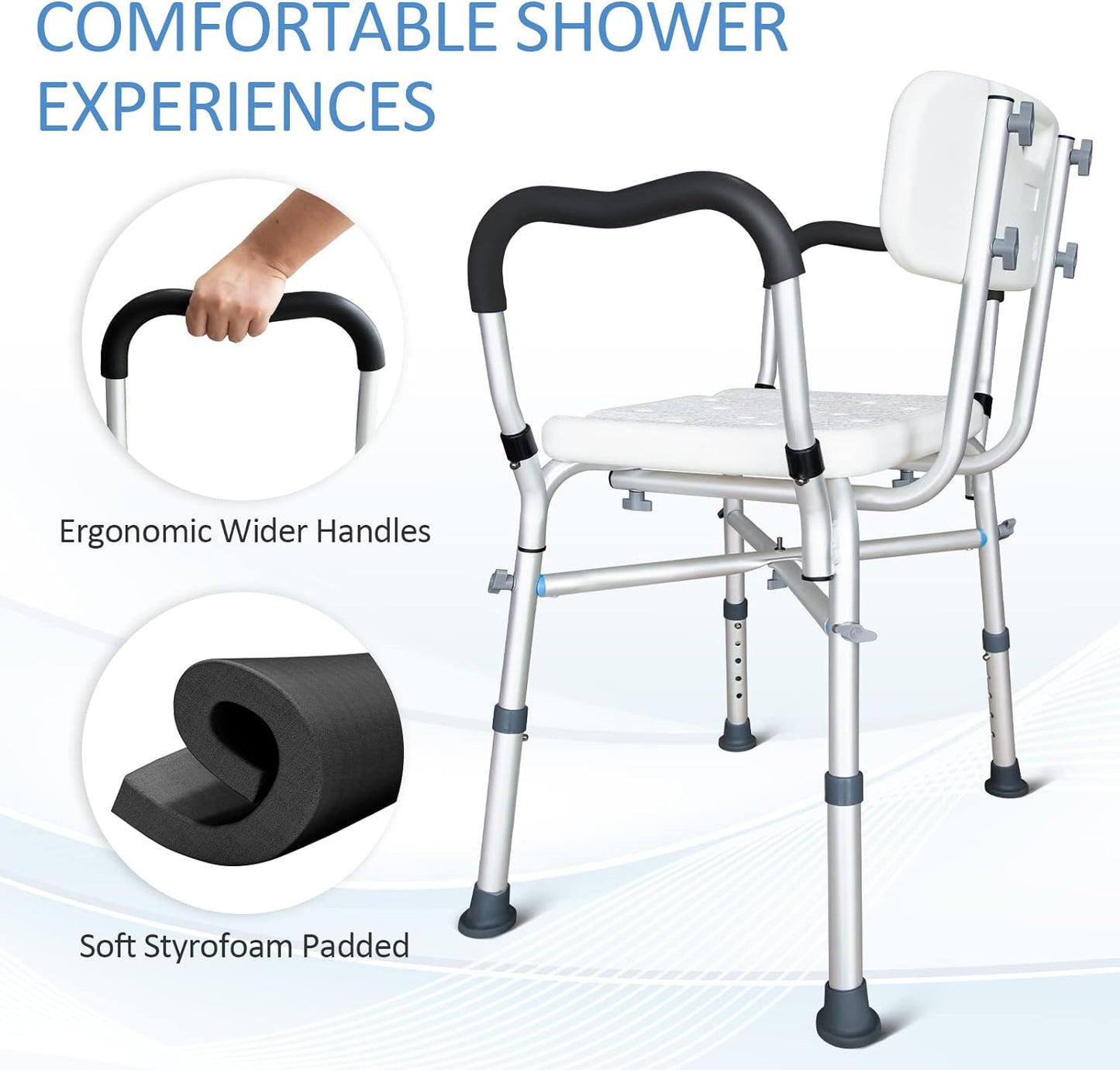 Bariatric Shower Chair with Back by AskSAMIE with wider handles and padded with soft styrofoam