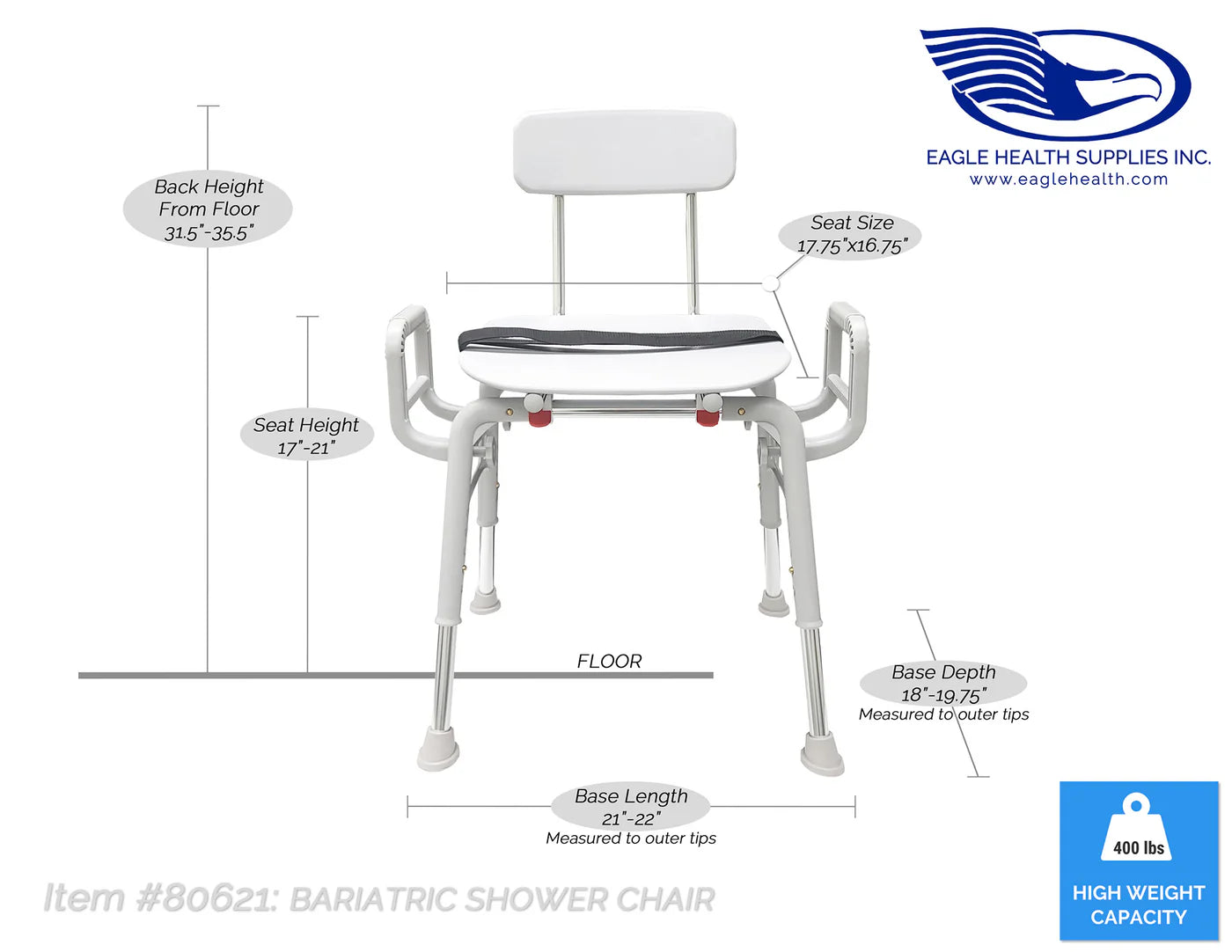 Wide Shower Chair with Arms & Back