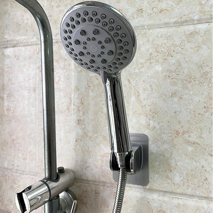 Handheld Shower Holder in use with shower head from AskSAMIE