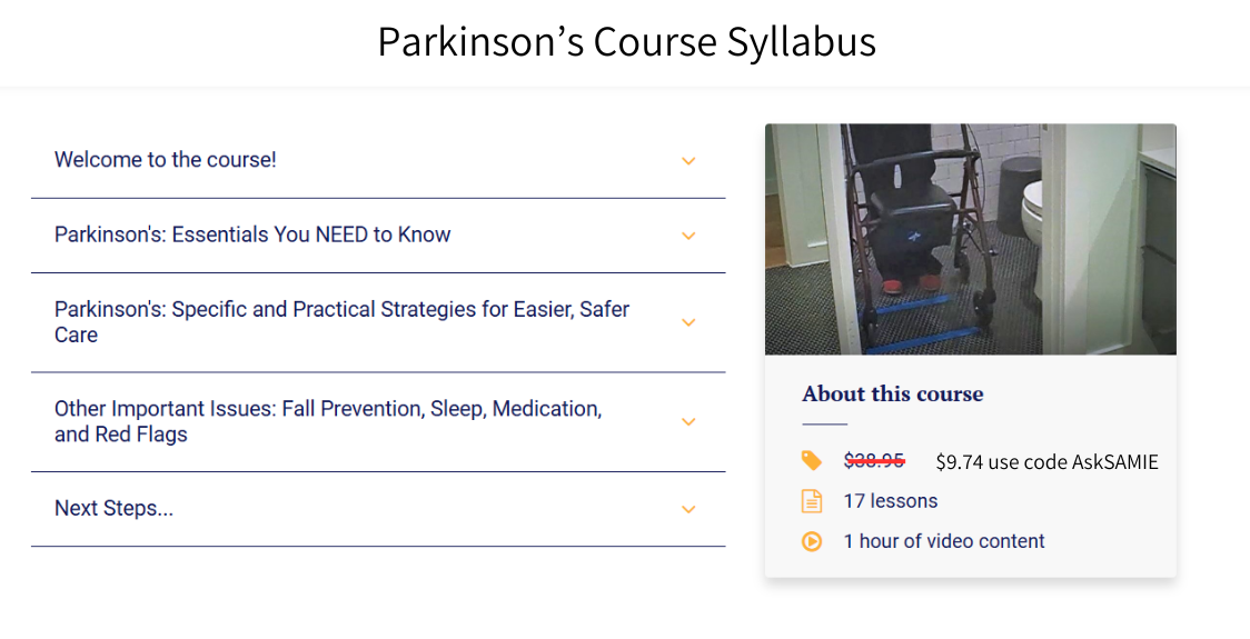 Video Training: Assisting Folks with Parkinson's Disease