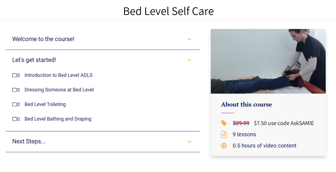 Video Training: Bed level bathing, dressing, toileting