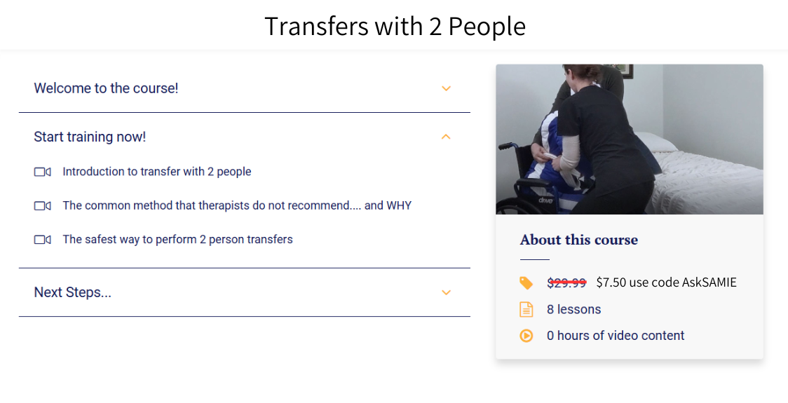 Video Training: Transferring Someone with Two People