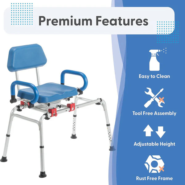 Swivel & Sliding Transfer Bench w/ Arm Rests