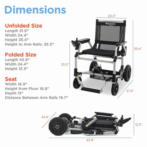 Zoomer - Lightweight Folding Power Wheelchair dimensions on both folded and unfolded state from AskSAMIE