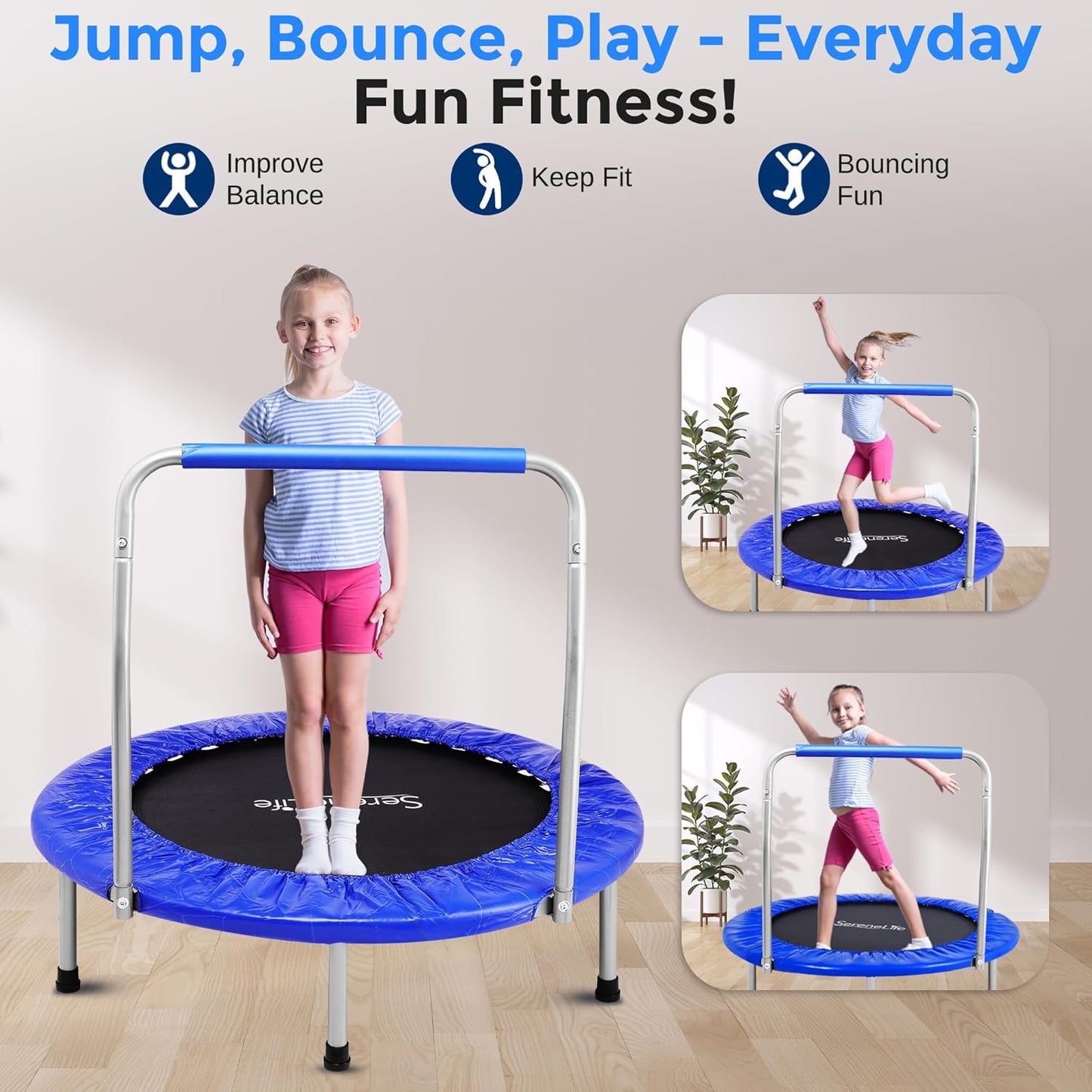 child in Portable & Foldable Trampoline for jumping play from AskSAMIE