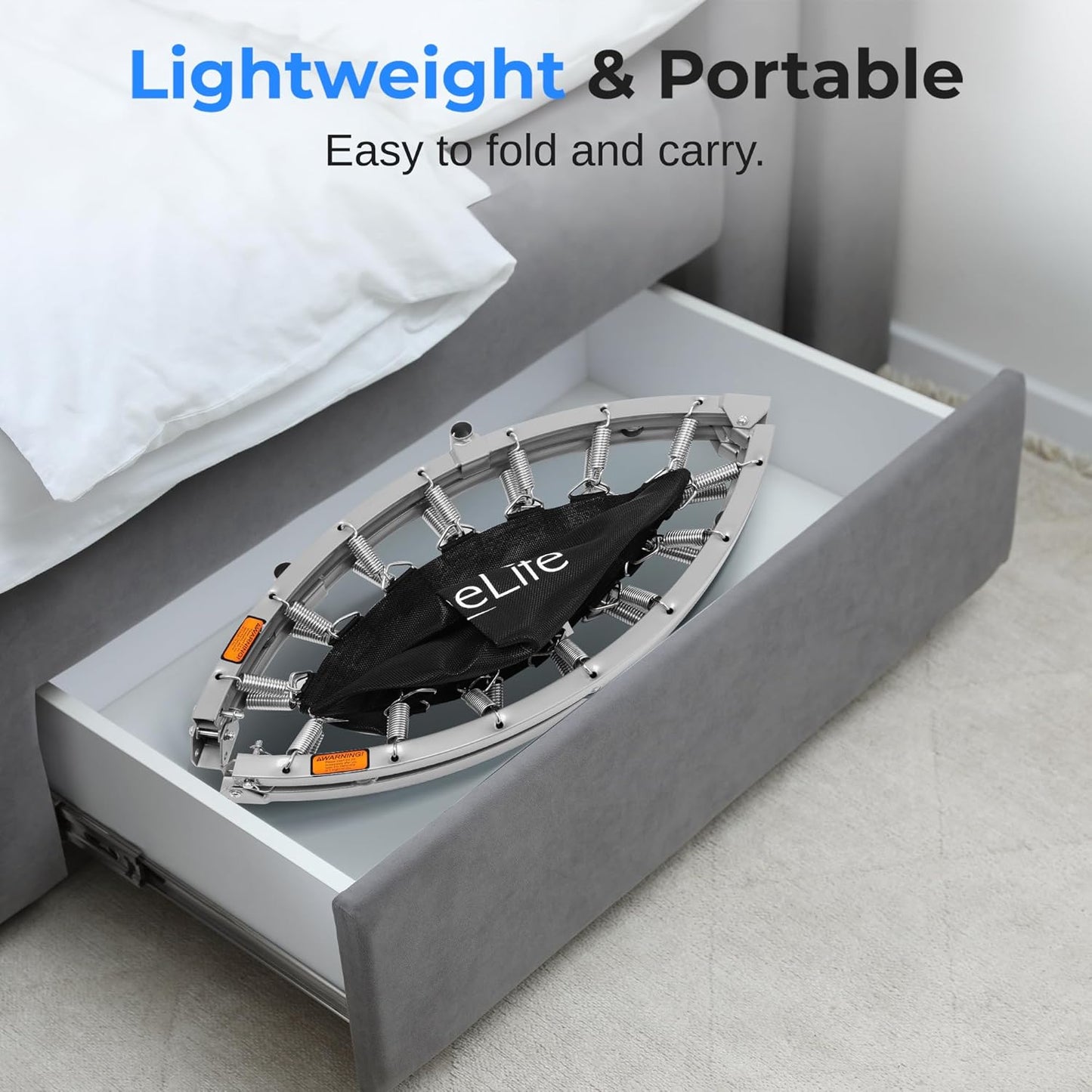 Portable & Foldable Trampoline collapsed in foldable form for easy carry from AskSAMIE