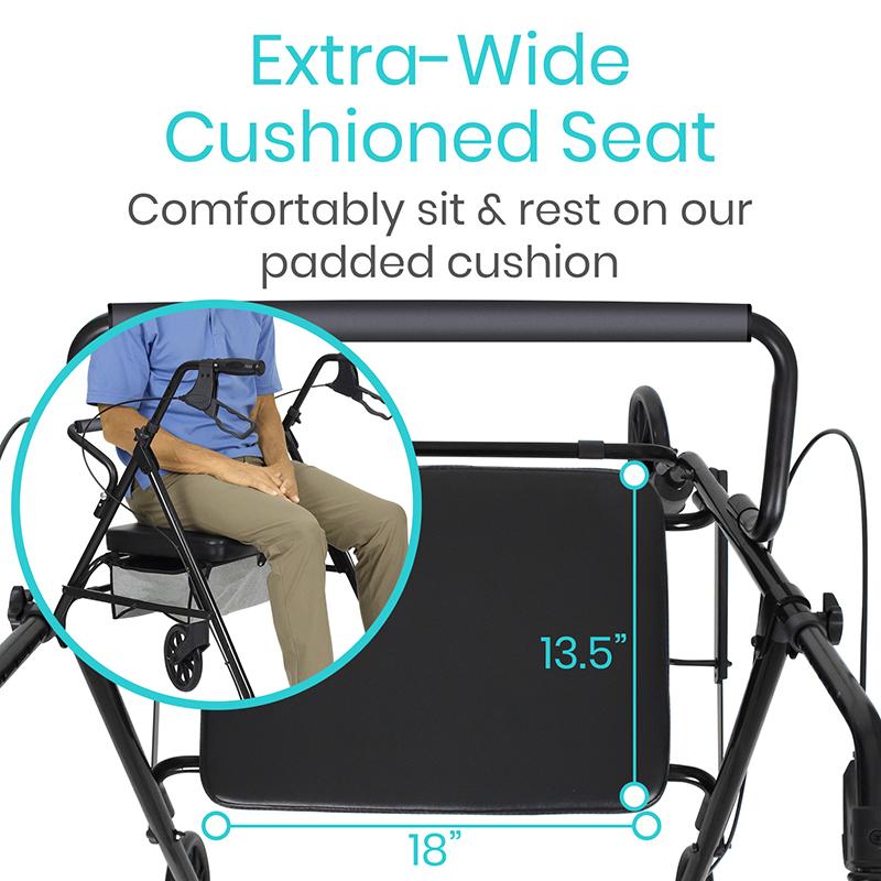 Bariatric Rollator with 8" Wheels with 13.5 x 18" seat measurement