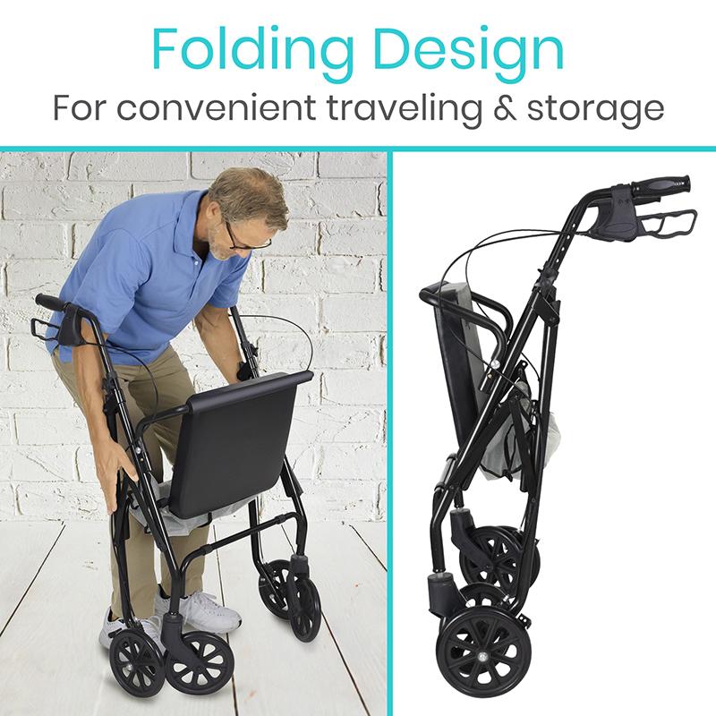 elder man folding rollator from AskSAMIE