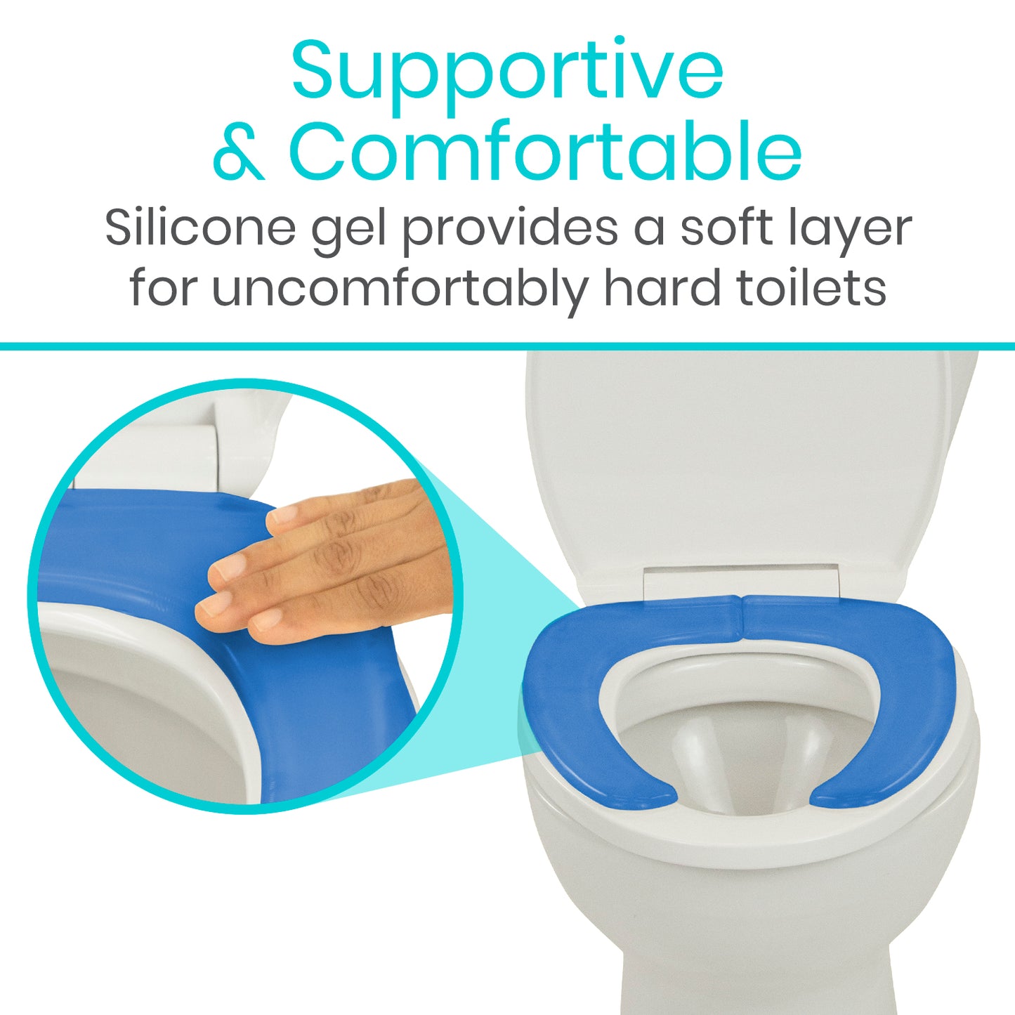 Gel Toilet Seat Cushion placed in toilet seat pressed down providing comfort from AskSAMIE