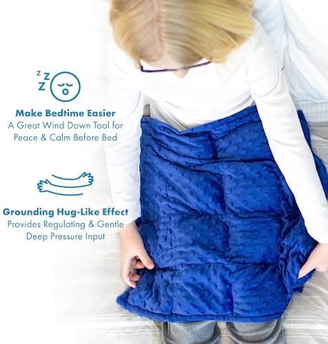 top view of child using Weighted Lap Pad from AskSAMIE