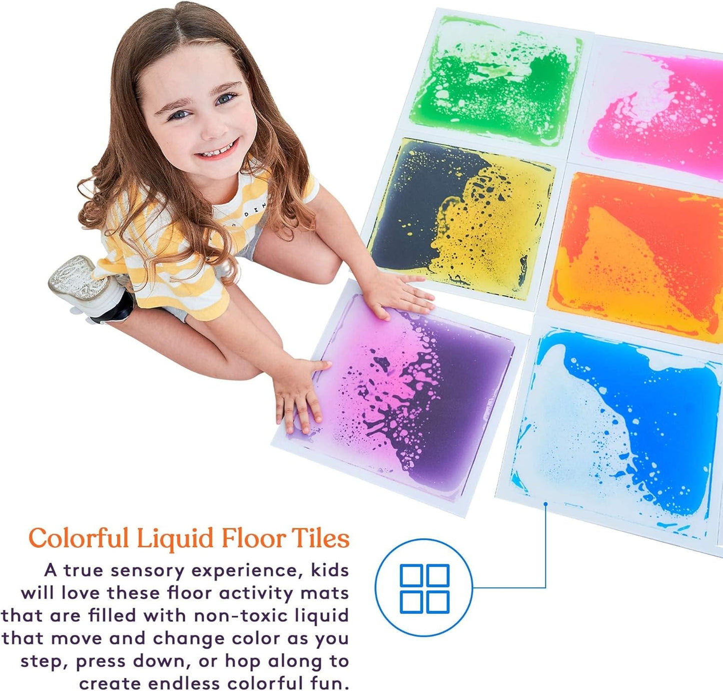 Child playing on Sensory Liquid Floor Tiles from AskSAMIE