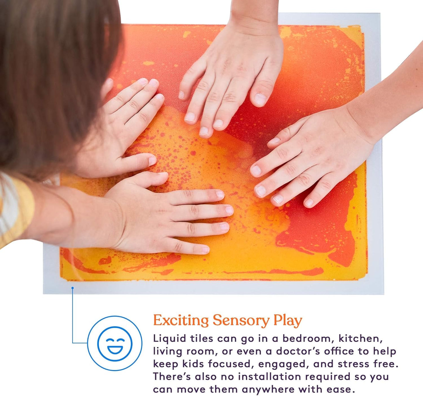 Children hands playing on Sensory Liquid Floor Tiles from AskSAMIE