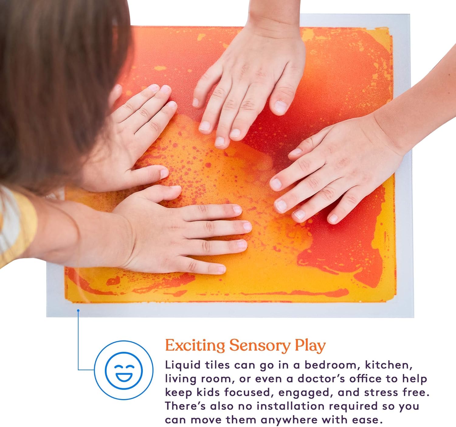 Children hands playing on Sensory Liquid Floor Tiles from AskSAMIE