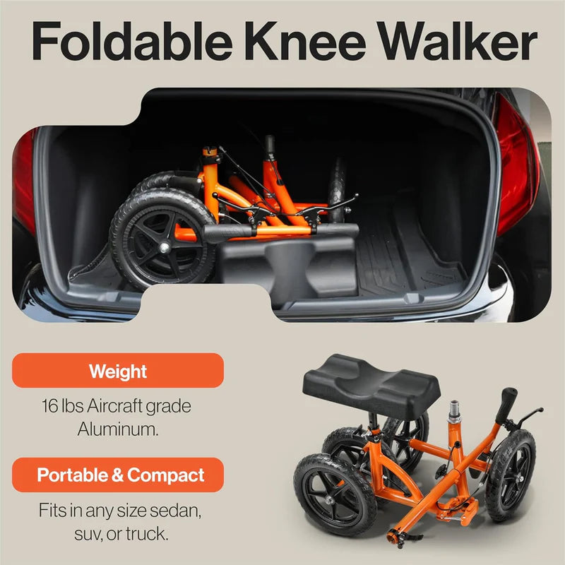 Foldable Knee Walker folded and placed inside car trunk by AskSAMIE