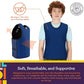 Weighted Vest for Kids front view with back view showing breathablity from AskSAMIE