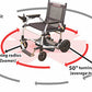 Zoomer - Lightweight Folding Power Wheelchair top angled view with illustration of its turning radius of 35.5" from AskSAMIE